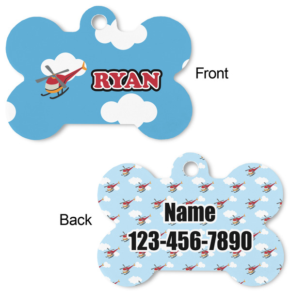 Helicopter Bone Shaped Dog ID Tag - Large - Approval