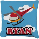Helicopter Faux-Linen Throw Pillow 18" (Personalized)
