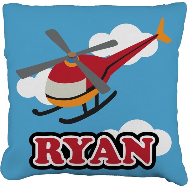 Custom Helicopter Faux-Linen Throw Pillow 18" (Personalized)
