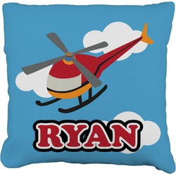 Helicopter Faux-Linen Throw Pillow 20" (Personalized)