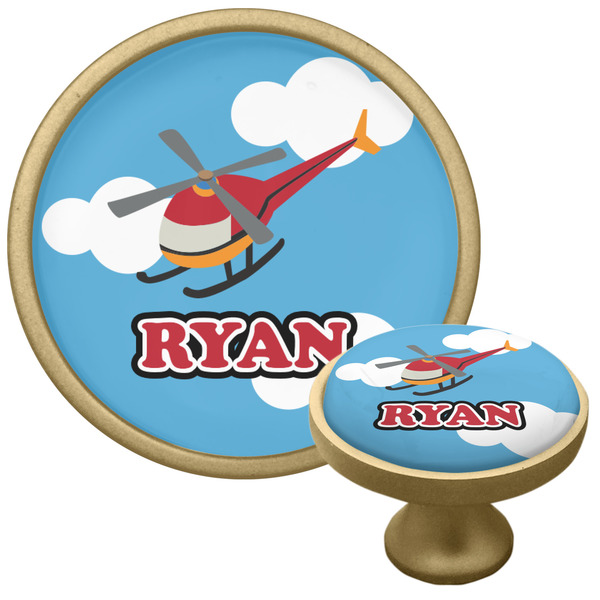 Custom Helicopter Cabinet Knob - Gold (Personalized)