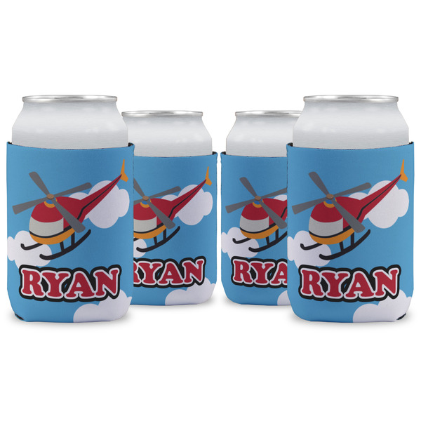 Custom Helicopter Can Cooler (12 oz) - Set of 4 w/ Name or Text