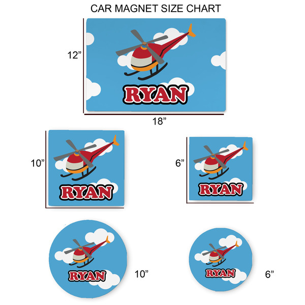 Helicopter Car Magnets - SIZE CHART