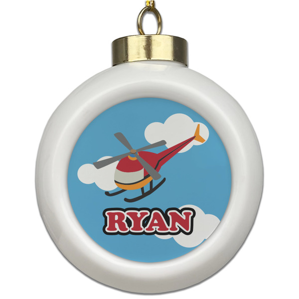 Custom Helicopter Ceramic Ball Ornament (Personalized)