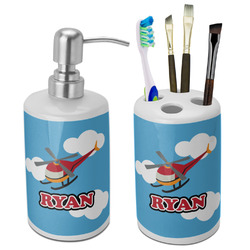 Helicopter Ceramic Bathroom Accessories Set (Personalized)