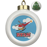 Helicopter Ceramic Ball Ornament - Christmas Tree (Personalized)