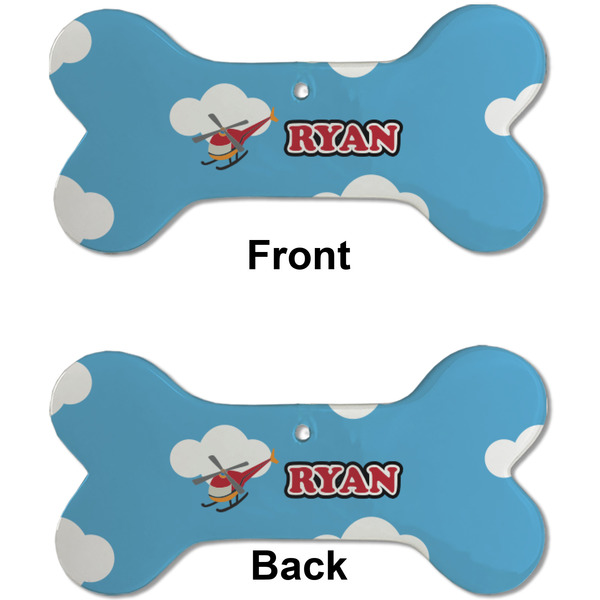 Helicopter Ceramic Flat Ornament - Bone Front & Back (APPROVAL)