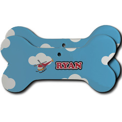 Helicopter Ceramic Dog Ornament - Front & Back w/ Name or Text