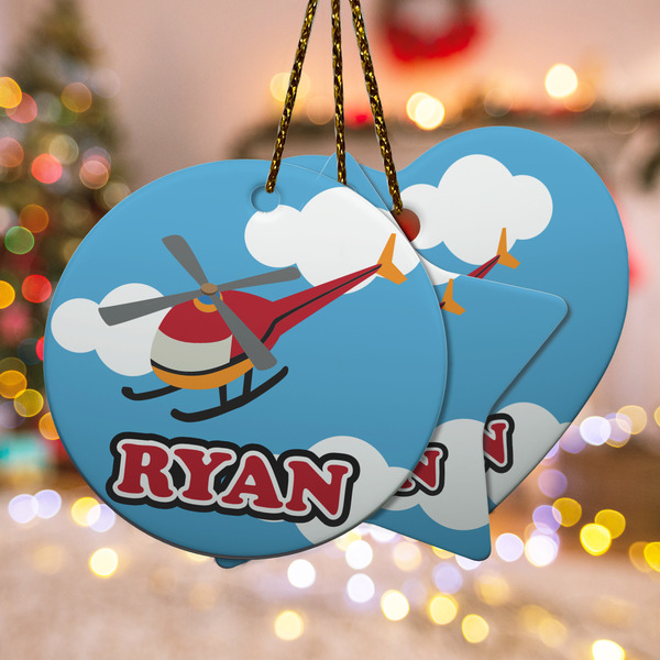 Custom Helicopter Ceramic Ornament w/ Name or Text