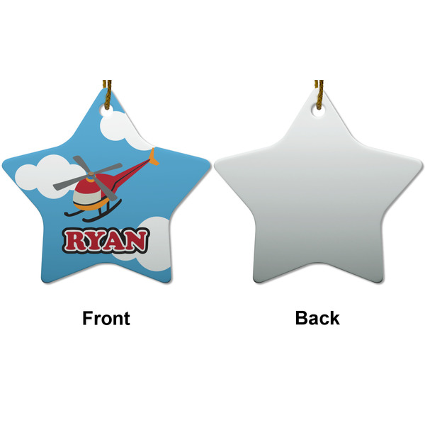 Helicopter Ceramic Flat Ornament - Star Front & Back (APPROVAL)