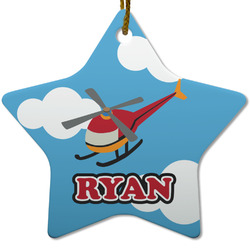 Helicopter Star Ceramic Ornament w/ Name or Text