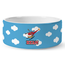Helicopter Ceramic Dog Bowl - Large (Personalized)