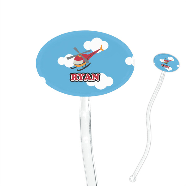 Custom Helicopter 7" Oval Plastic Stir Sticks - Clear (Personalized)