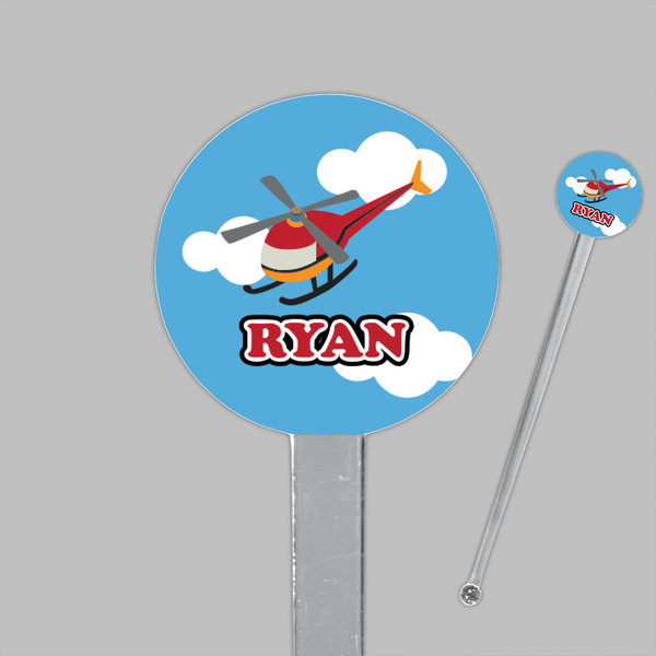 Helicopter Clear Plastic 7" Stir Stick - Round - Closeup