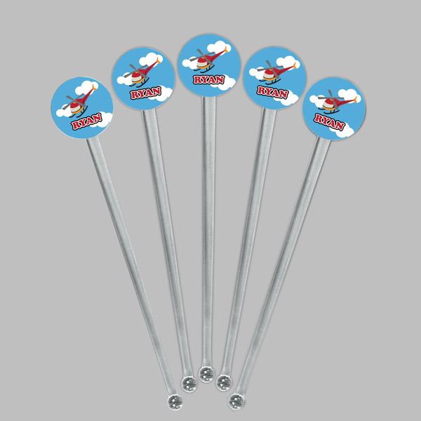 Helicopter Clear Plastic 7" Stir Stick - Round - Fan View