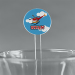 Helicopter 5.5" Round Plastic Stir Sticks - Clear (Personalized)