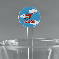 Helicopter 7" Round Plastic Stir Sticks - Clear (Personalized)