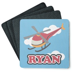 Helicopter Square Rubber Backed Coasters - Set of 4 (Personalized)