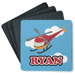 Helicopter Square Rubber Backed Coasters - Set of 4 (Personalized)