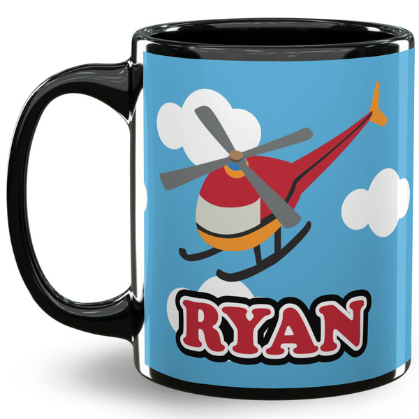 Custom Helicopter 11 Oz Coffee Mug - Black (Personalized)