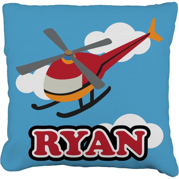 Custom Helicopter Faux-Linen Throw Pillow (Personalized)