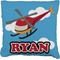 Helicopter Faux-Linen Throw Pillow (Personalized)