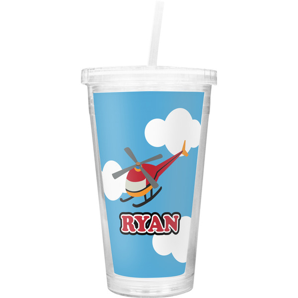 Custom Helicopter Double Wall Tumbler with Straw (Personalized)