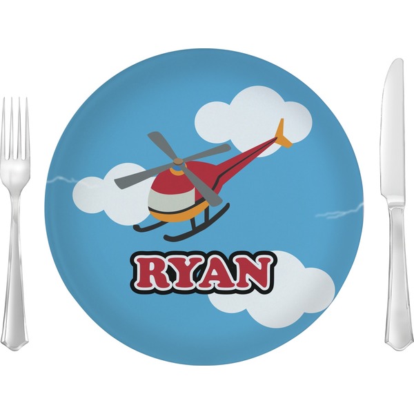 Custom Helicopter Glass Lunch / Dinner Plate 10" (Personalized)