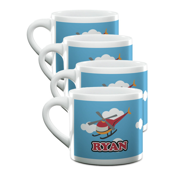 Custom Helicopter Double Shot Espresso Cups - Set of 4 (Personalized)
