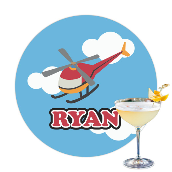 Custom Helicopter Printed Drink Topper - 3.25" (Personalized)