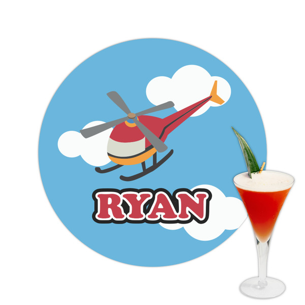 Custom Helicopter Printed Drink Topper -  2.5" (Personalized)