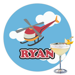 Helicopter Printed Drink Topper - 3.5" (Personalized)