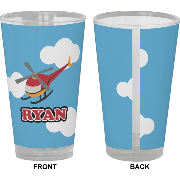 Helicopter Pint Glass - Full Color - Front & Back Views