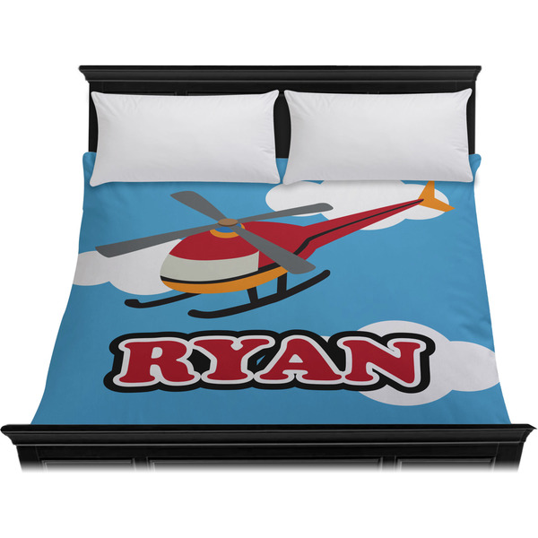 Helicopter Duvet Cover - King - On Bed - No Prop