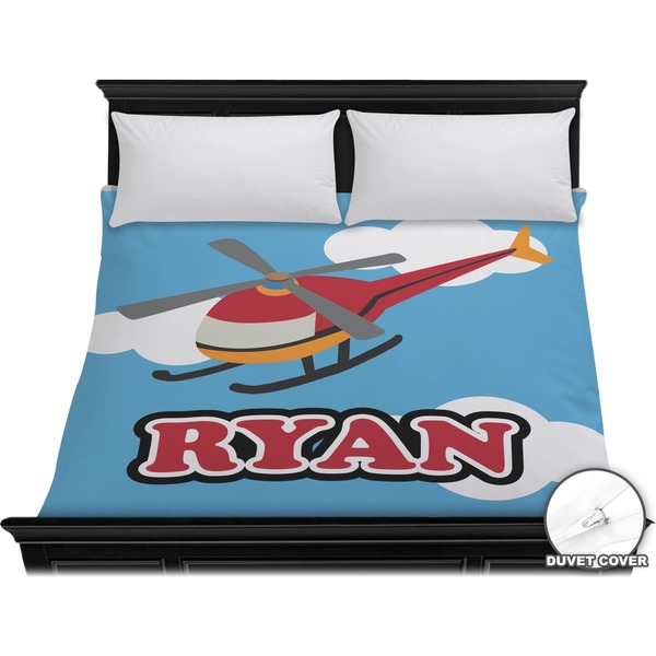 Custom Helicopter Duvet Cover - King (Personalized)