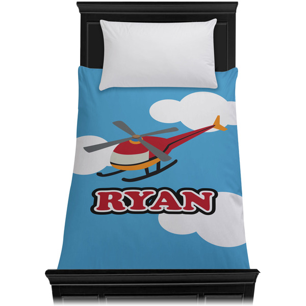 Helicopter Duvet Cover - Twin - On Bed - No Prop