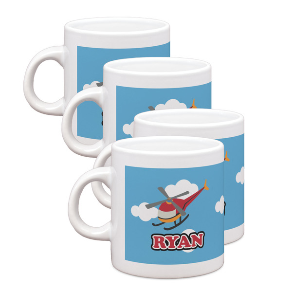 Custom Helicopter Single Shot Espresso Cups - Set of 4 (Personalized)
