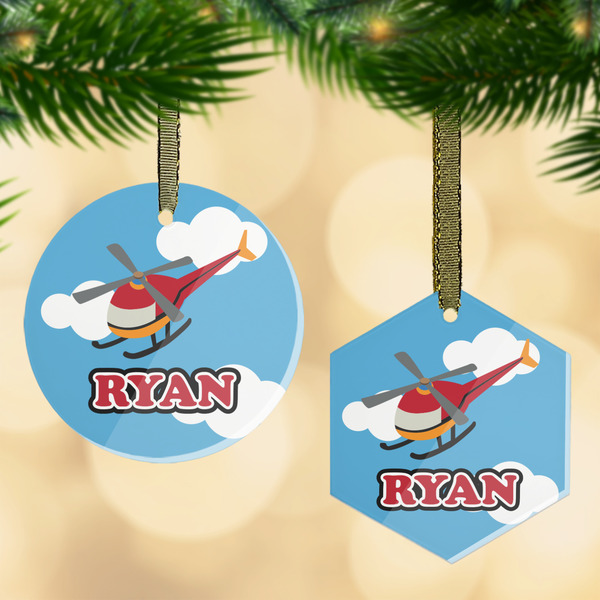 Custom Helicopter Flat Glass Ornament w/ Name or Text
