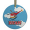 Helicopter Frosted Glass Ornament - Round