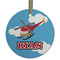 Helicopter Flat Glass Ornament - Round w/ Name or Text