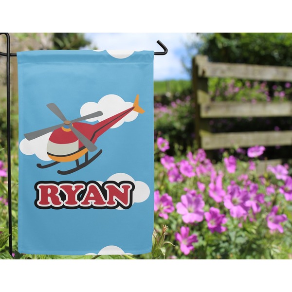 Helicopter Garden Flag - Outside In Flowers