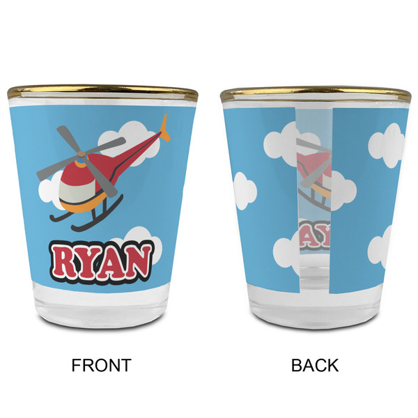 Helicopter Glass Shot Glass - with gold rim - APPROVAL
