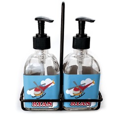 Helicopter Glass Soap & Lotion Bottle Set (Personalized)