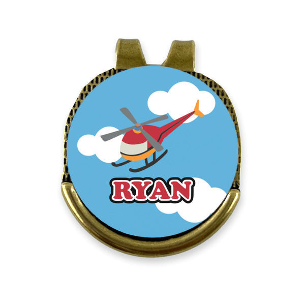 Custom Helicopter Golf Ball Marker - Hat Clip - Gold