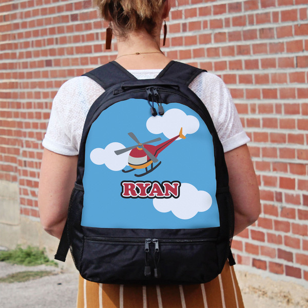 Helicopter Large Backpack - Black - On Back