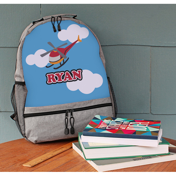 Helicopter Large Backpack - Gray - On Desk