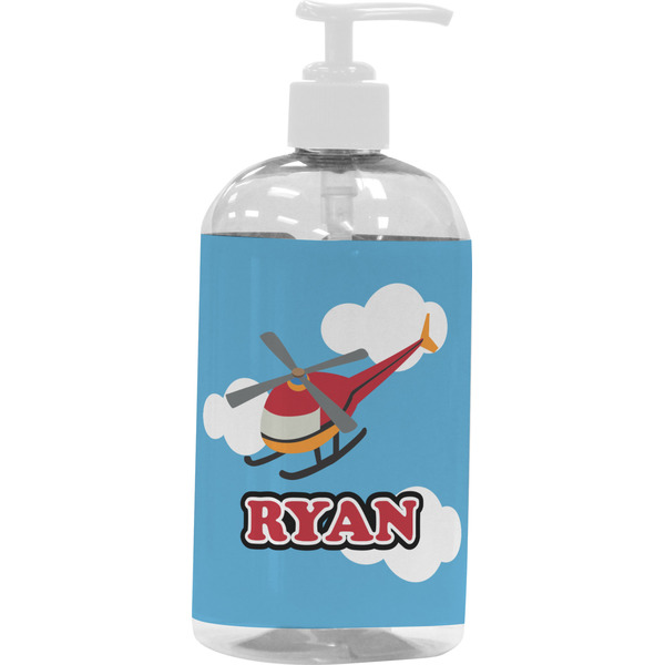 Custom Helicopter Plastic Soap / Lotion Dispenser (16 oz - Large - White) (Personalized)
