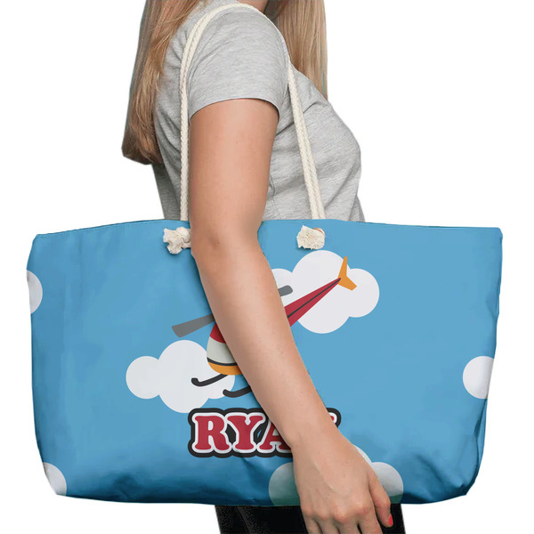 Helicopter Large Rope Tote Bag - In Context View