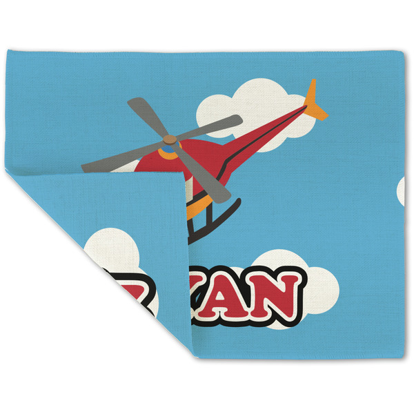 Custom Helicopter Double-Sided Linen Placemat - Single w/ Name or Text
