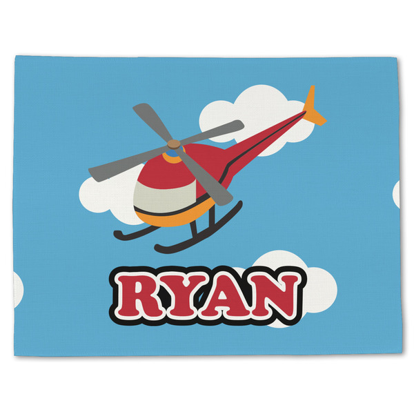 Custom Helicopter Single-Sided Linen Placemat - Single w/ Name or Text